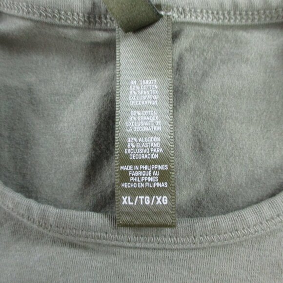 SKIMS T Shirt Womens XL Army Green Vintage Cropped Long Sleeve NWT - Picture 5 of 7